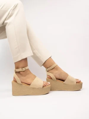 Espadryle na koturnie z paskiem Khaki