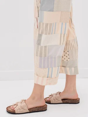 Klapki damskie z materiału tekstylnego beige