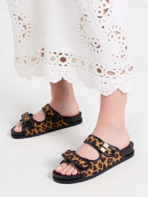 Botki damskie eleganckie w kolorze Leopard