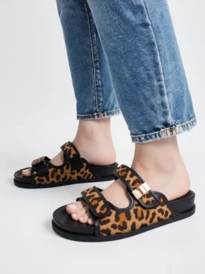 Botki damskie eleganckie w kolorze Leopard