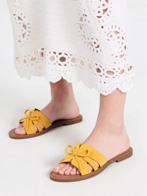 Klapki damskie z kokardą