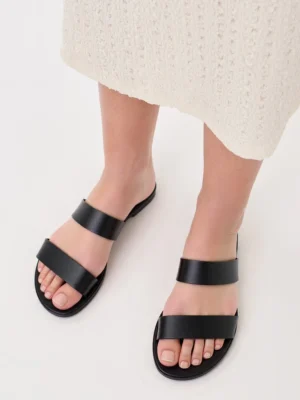 Klapki damskie z podwójnym paskiem w kolorze Black