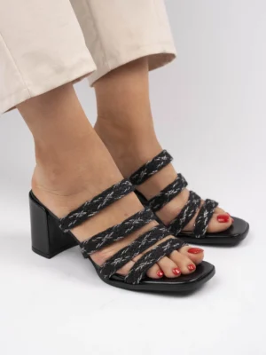 SANDAŁY BRAIDED HEEL BLACK