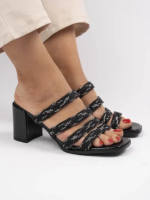 SANDAŁY BRAIDED HEEL BLACK