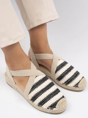 Espadryle damskie w paski z elastycznymi paskami Black