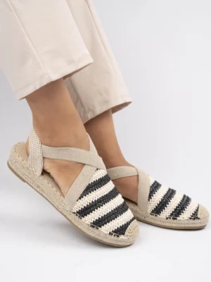 Espadryle damskie w paski z elastycznymi paskami Black