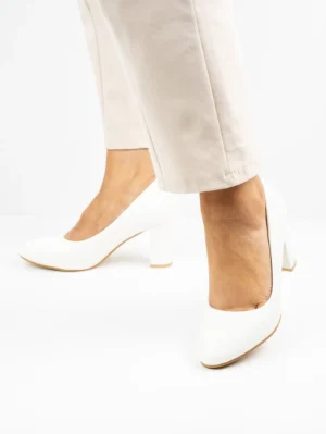 Czółenka na obcasie - Eleganckie białe czółenka White