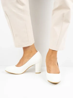 Czółenka na obcasie - Eleganckie białe czółenka White