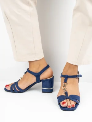 Modne sandały damskie na obcasie w kolorze Blue
