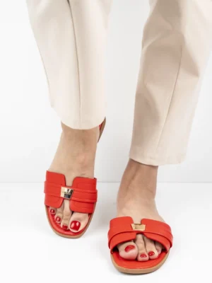 Modne klapki damskie w kolorze Red