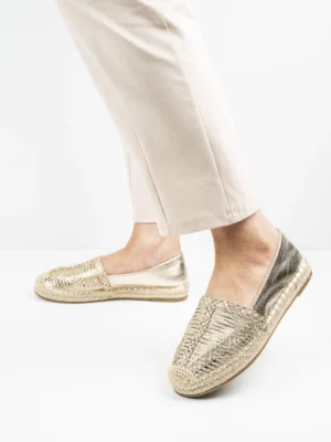 Modne espadryle damskie w kolorze Gold