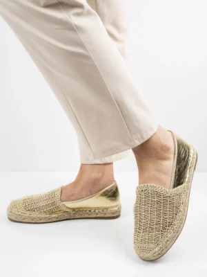 Modne Espadryle damskie w kolorze Gold.