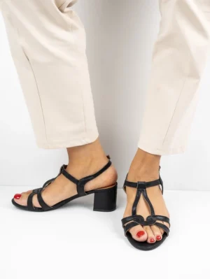 Sandały damskie eleganckie na platformie w kolorze Black