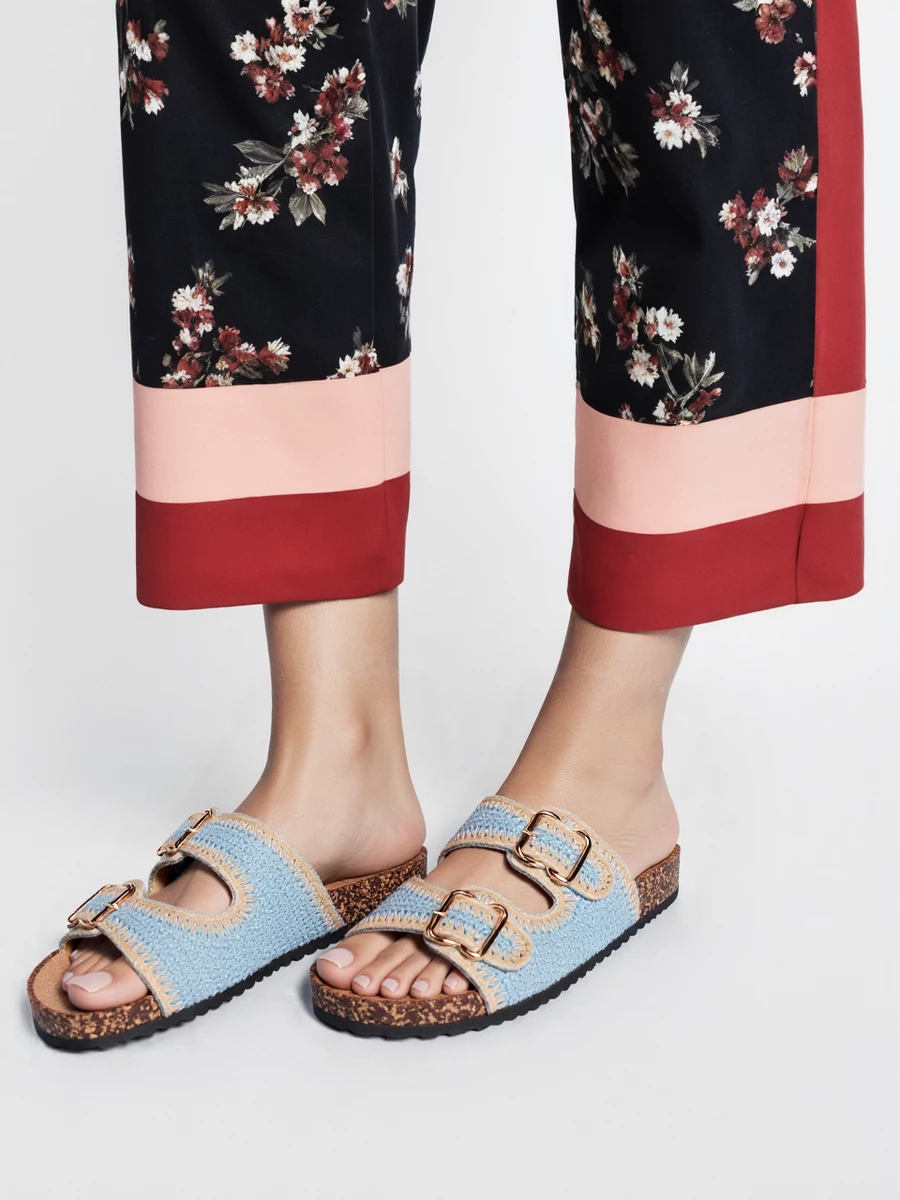 Espadryle damskie z wzorem i plecionym noskiem Nero