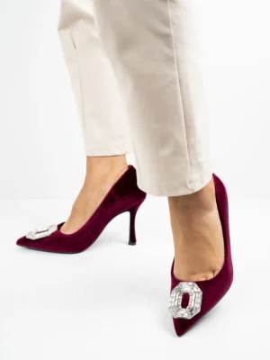 Modne czółenka damskie w kolorze Wine