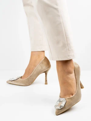 Modne czółenka damskie w kolorze Khaki