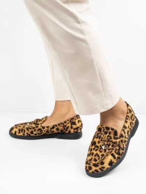 Modne mokasyny damskie w kolorze Leopard