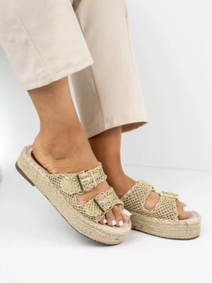 Klapki damskie na platformie GOLD