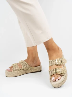 Klapki damskie na platformie GOLD
