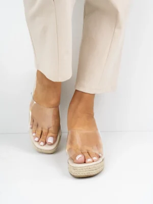 Klapki na koturnie TRANSLUCENT BEIGE