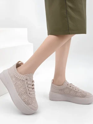 Sneakersy Ażurowe Eleganckie BEIGE