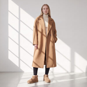Ugg Classic Ultra Mini Beżowe Zimowe buty – na modelce, cała sylwetka Ugg Classic Ultra Mini Beżowe Zimowe buty – na modelce, cała sylwetka