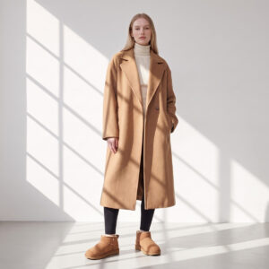 Ugg Classic Ultra Mini Brązowe Zimowe buty – na modelce, cała sylwetka Ugg Classic Ultra Mini Brązowe Zimowe buty – na modelce, cała sylwetka
