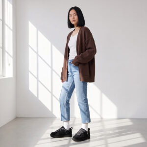 Ugg Lo Lowmel Czarne Black Ocieplane Sneakersy – na modelce, cała sylwetka
